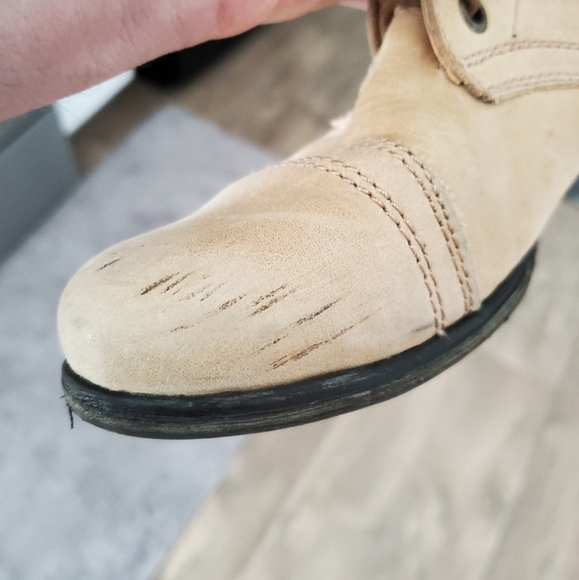 Steve Madden Military-Inspired Lace up w/ Zipper Leather Boots. Size 6.5. Tan - Picture 7 of 15